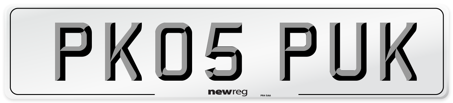 PK05 PUK Number Plate from New Reg